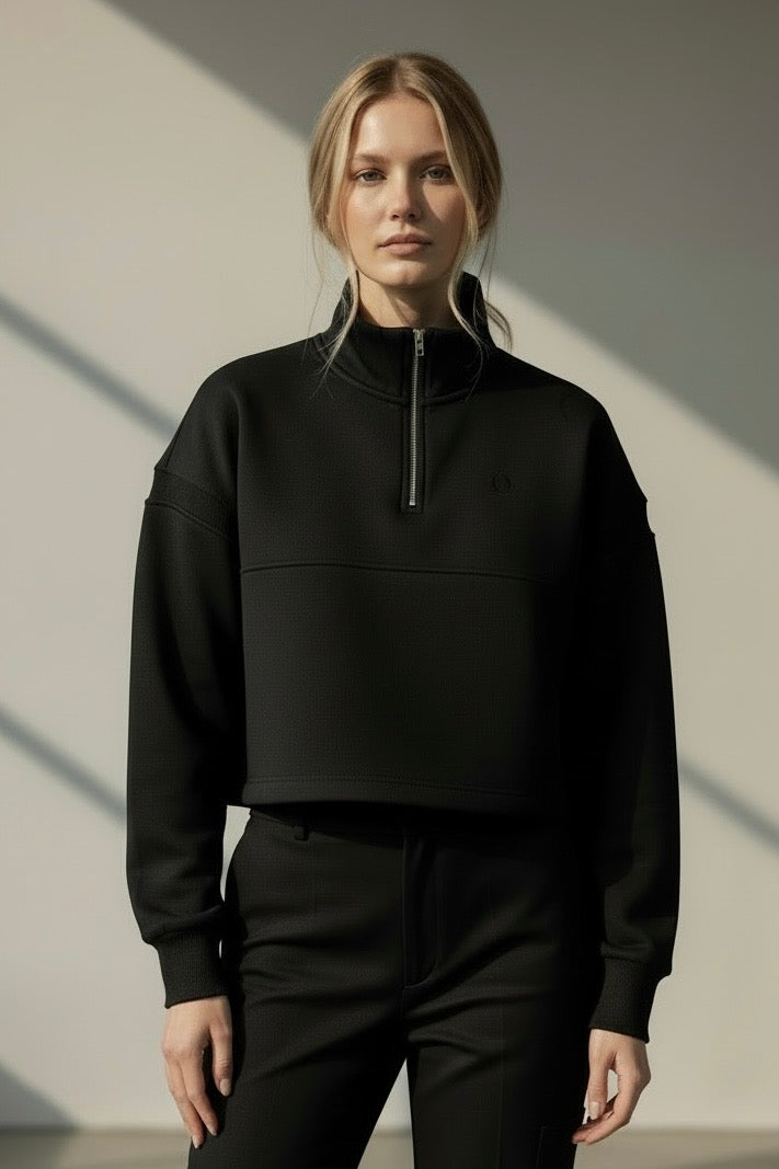 THE LIFT -  Quarter-Zip Detailed Crop Jumper
