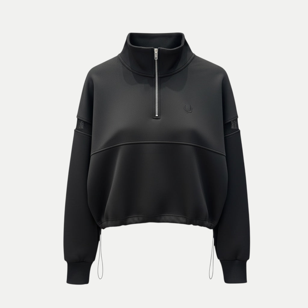 THE LIFT -  Quarter-Zip Detailed Crop Jumper